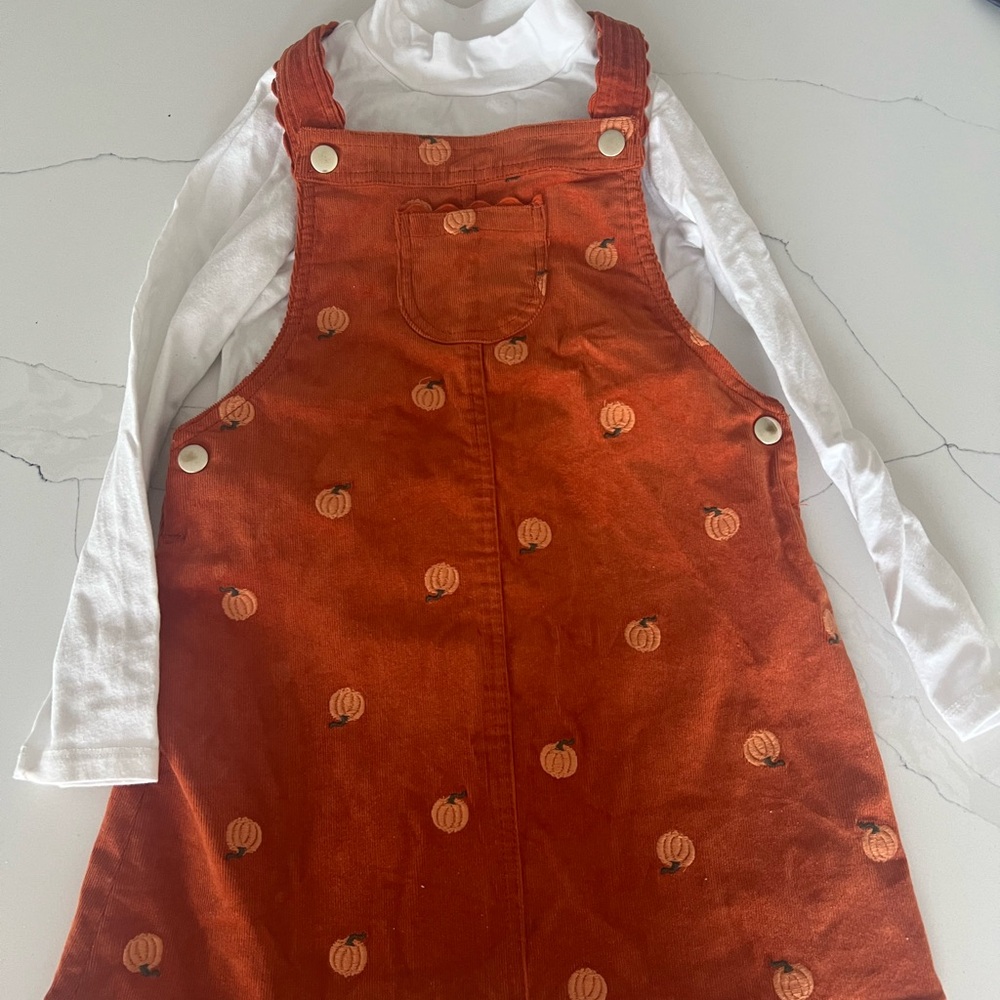 Max Studio Orange Pumpkin Kids Overall dress